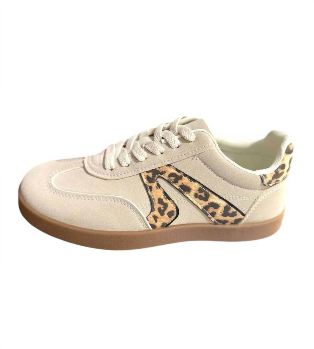NEW CORKYS FOOTWEAR women's retro sneaker in cream/leopard